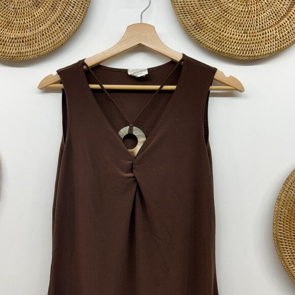 Vintage Y2K 2000s Fashion Bug Brown Cinched Asymmetrical Hem Tank Top Medium - Picture 4 of 11